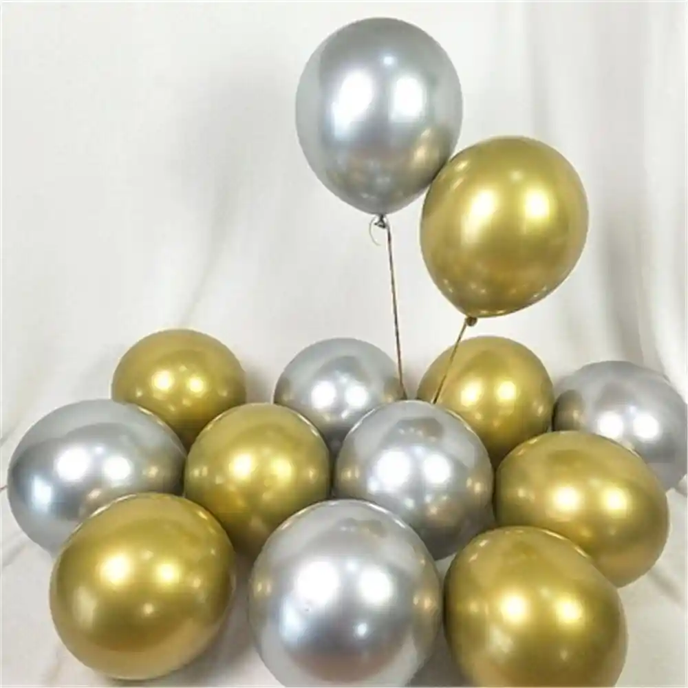 Globos Latex Cromado Reflex R12 30cm X12 Unidades Dorado Y Plateado