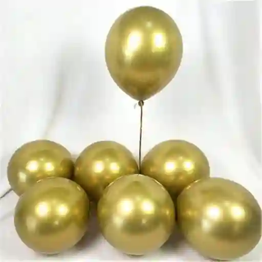 Globos Latex Cromado Reflex R12 30cm X12 Unidades Dorado