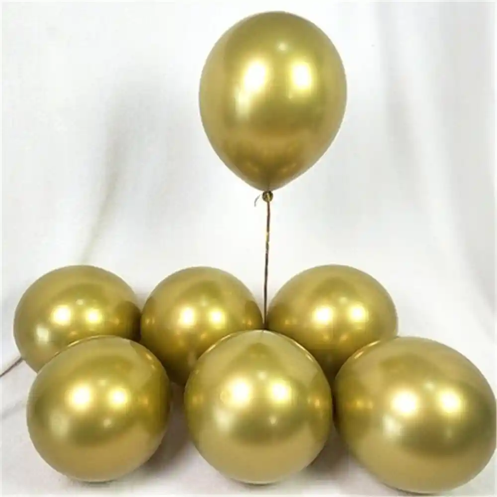 Globos Latex Cromado Reflex R12 30cm X12 Unidades Dorado