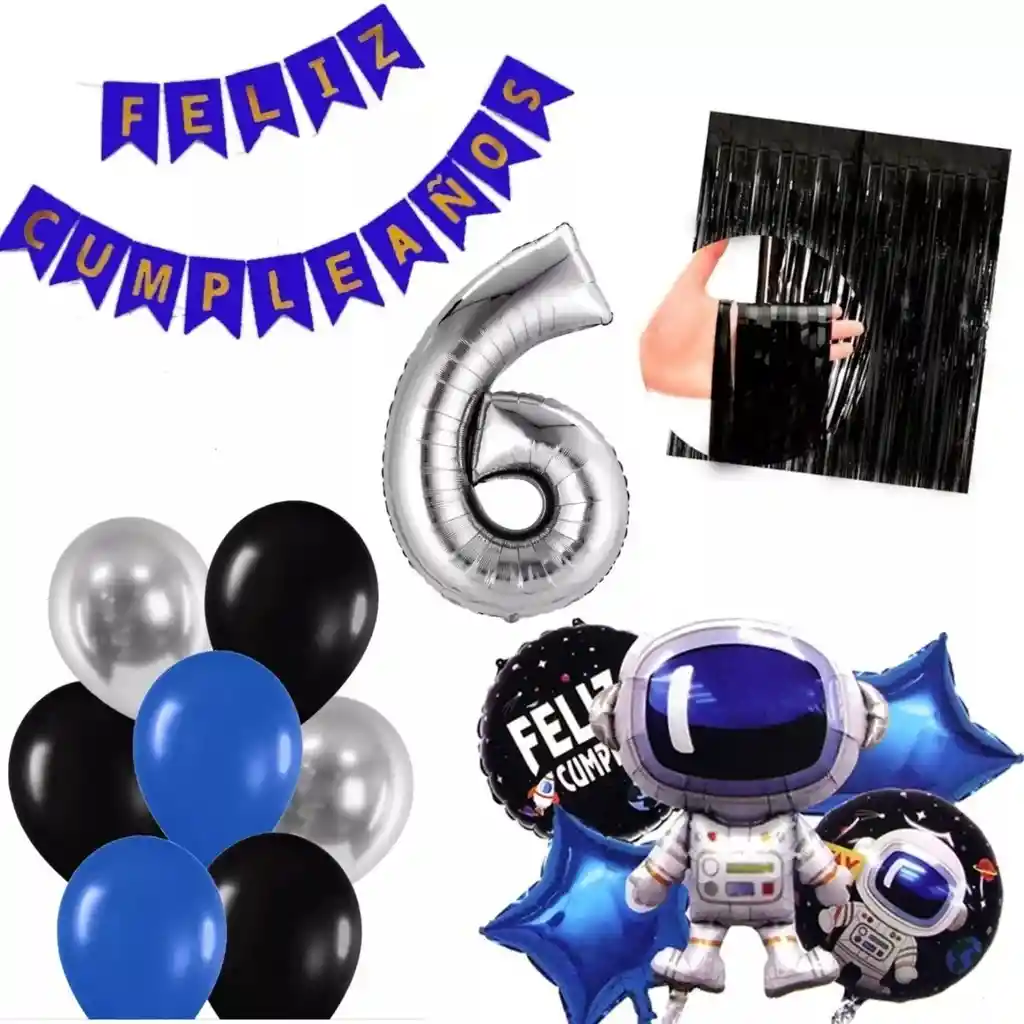 Kit Globos Fiesta Espacial Astronauta Cortina # 6