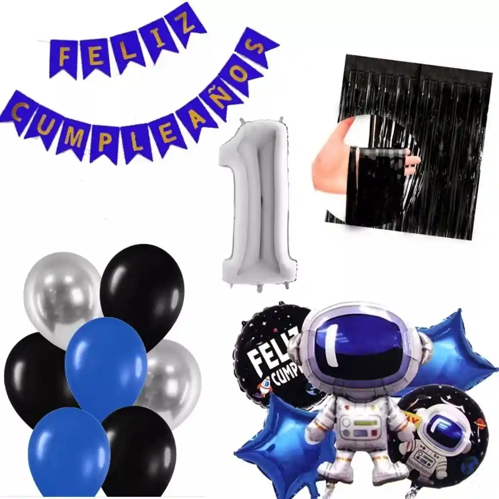 Kit Globos Fiesta Espacial Astronauta Cortina # 1