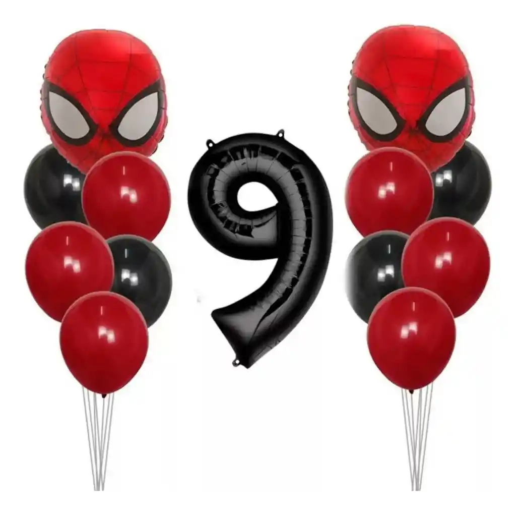 Kit Globos Decoración Avengers Spiderman Rojo Cumpleaños # 9