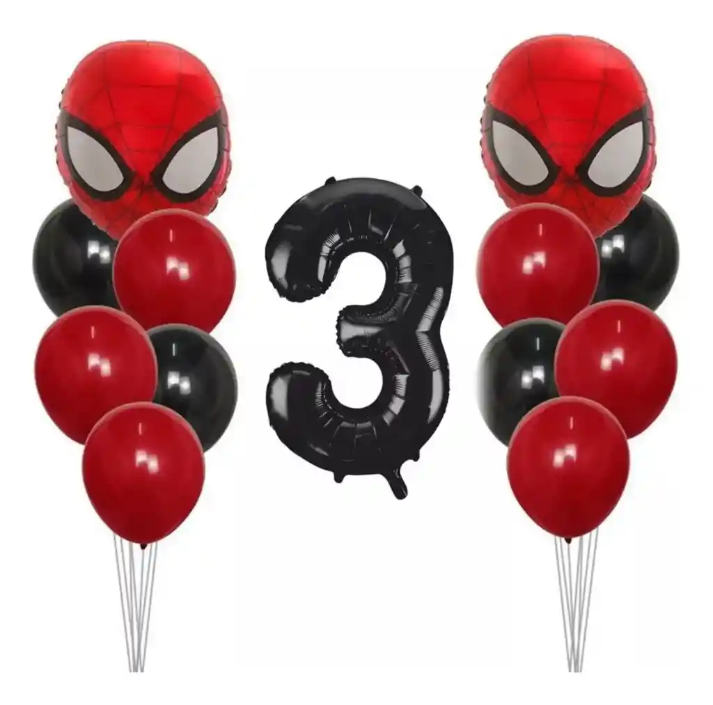 Kit Globos Decoración Avengers Spiderman Rojo Cumpleaños # 3