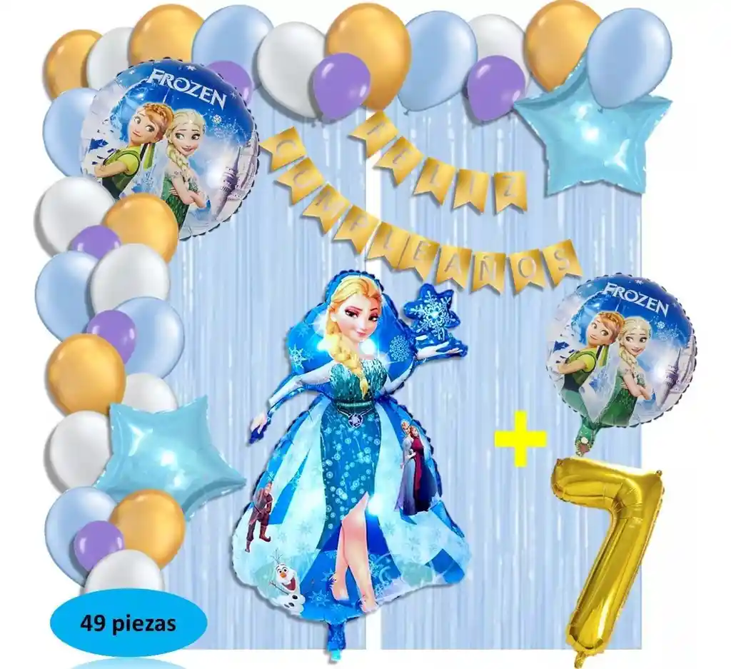 Arco Globos Decoración Frozen Cortina Azul Cumpleaños # 7