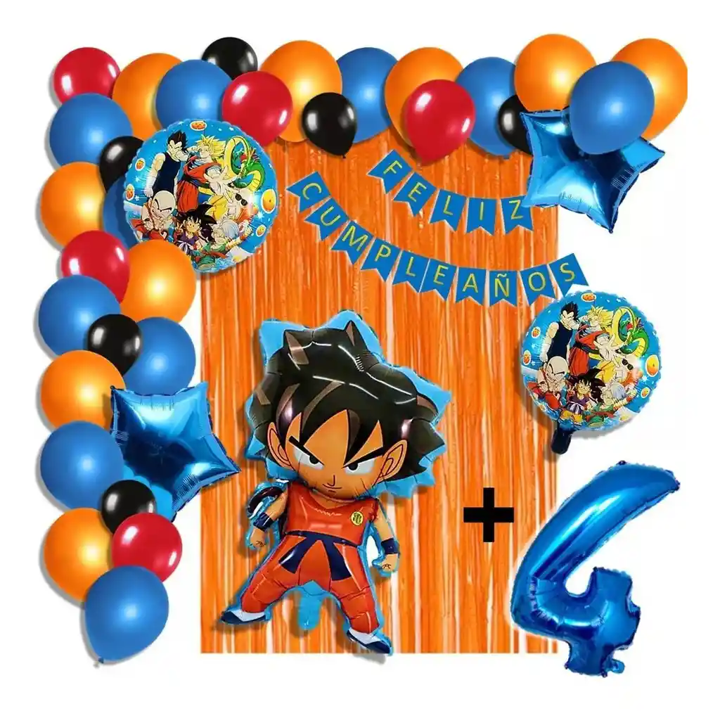 Arco Globos Goku Saiyajin Naranja Azul Cortina Número # 4