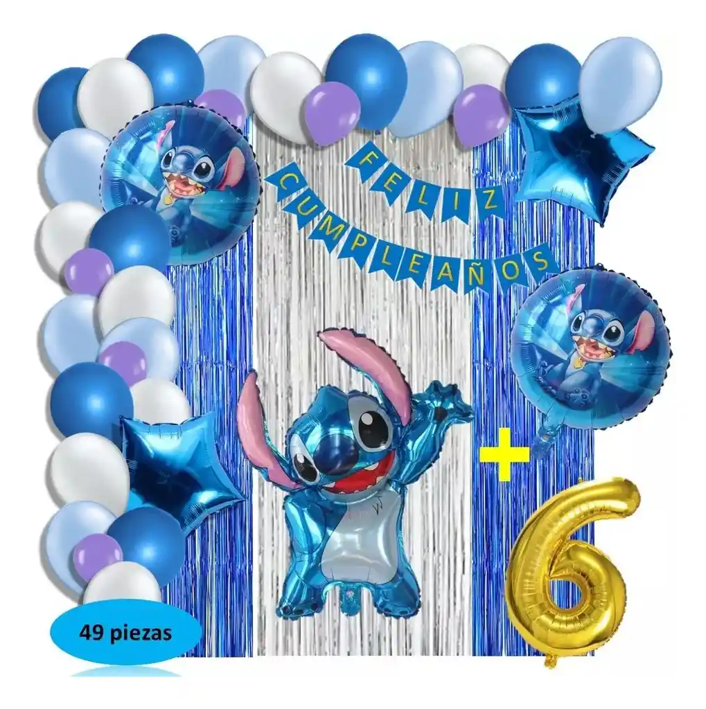 Arco Globos Lilo Y Stitch Decoracion Plateado Azul Cortina # 6