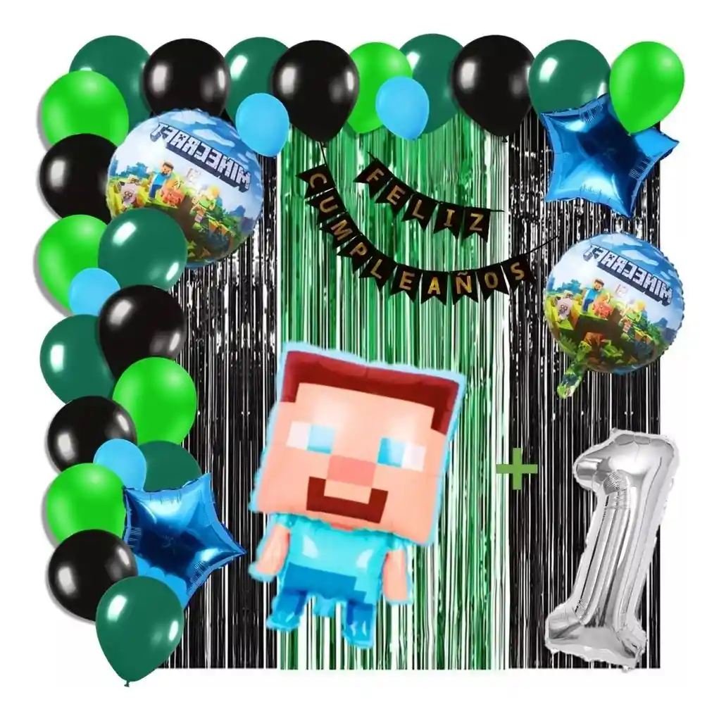 Arco Globos Decoracion Video Juego Verde Negro Cortina # 1