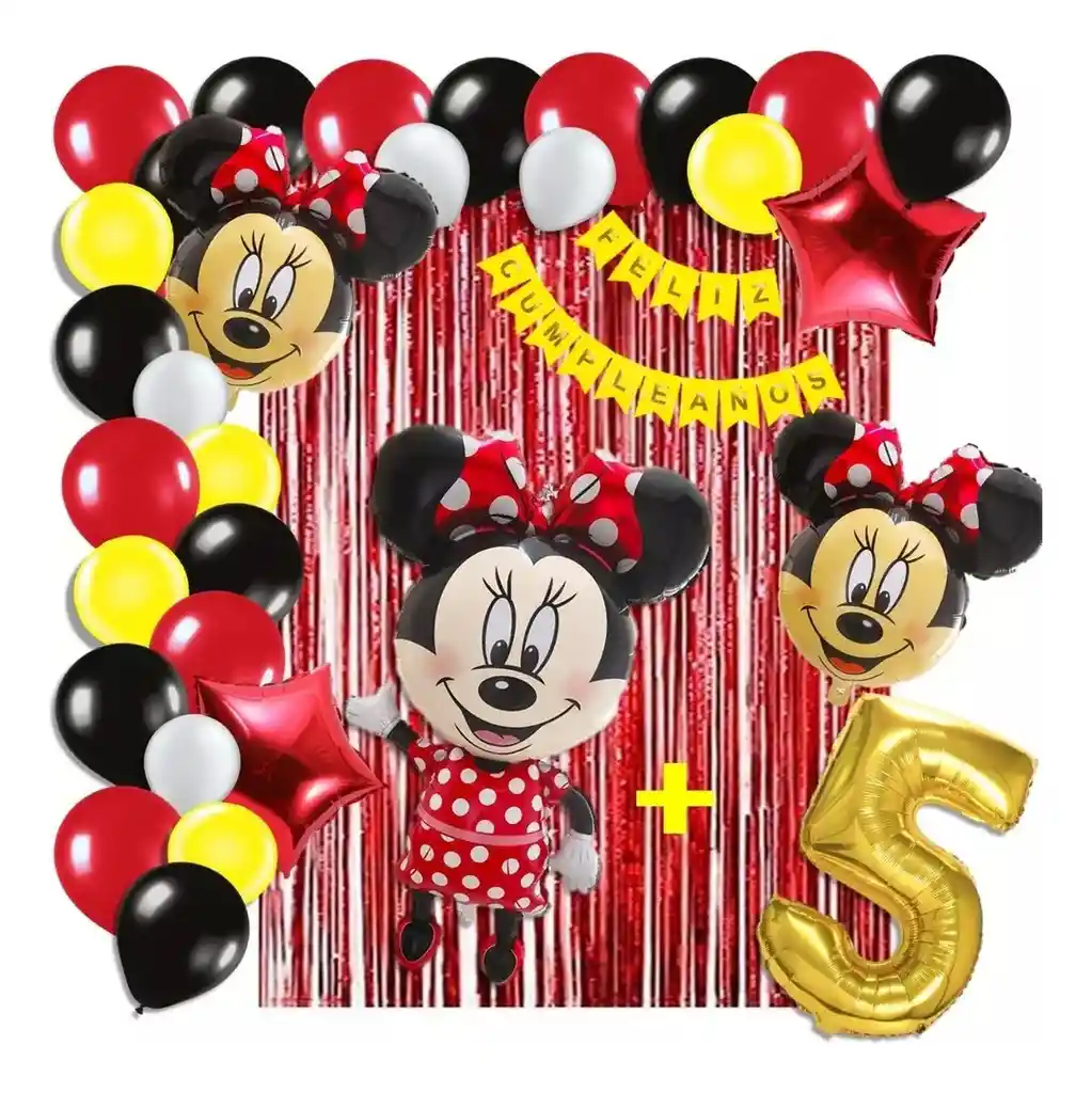 Arco Globos Decoracion Minnie Mouse Rojo Cortina Número # 5