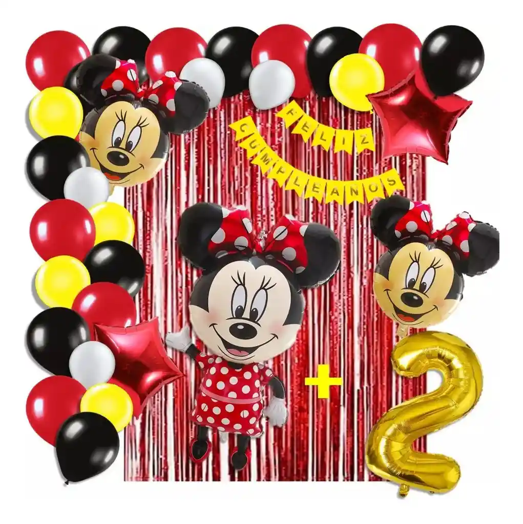 Arco Globos Decoracion Minnie Mouse Rojo Cortina Número # 1