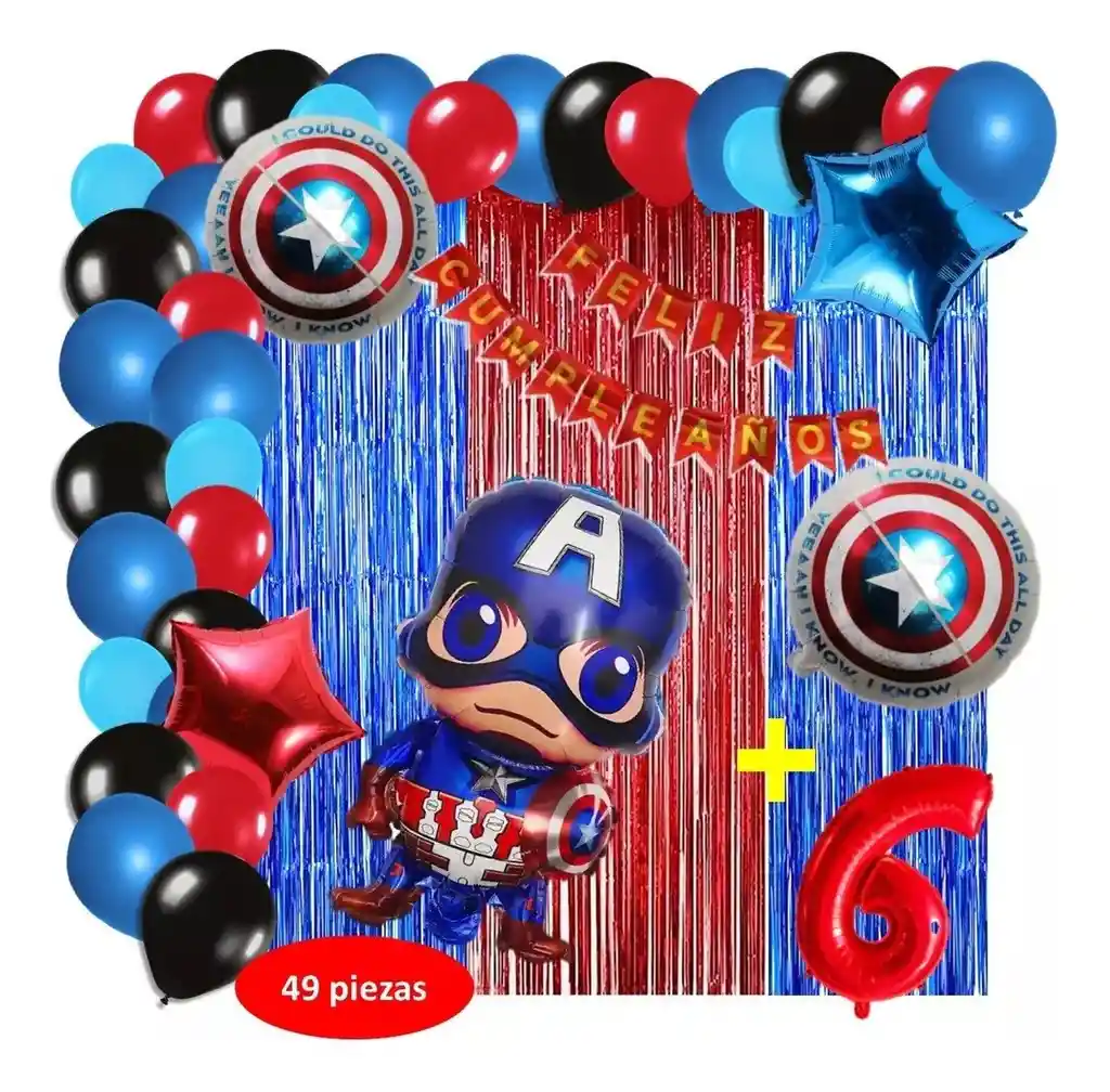 Arco Globos Decoracion Fiesta Capitan América Azul Rojo # 6