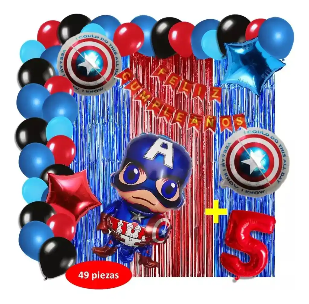 Arco Globos Decoracion Fiesta Capitan América Azul Rojo # 5