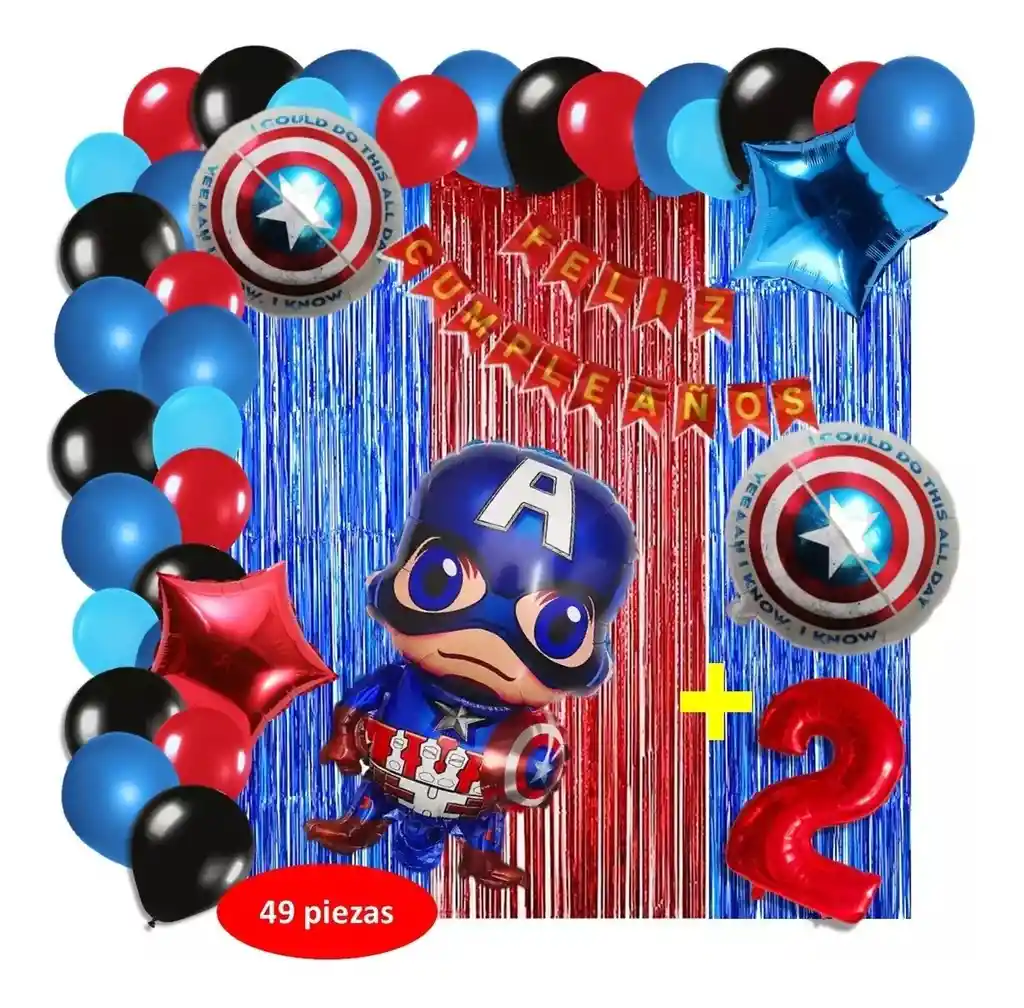 Arco Globos Decoracion Fiesta Capitan América Azul Rojo # 2