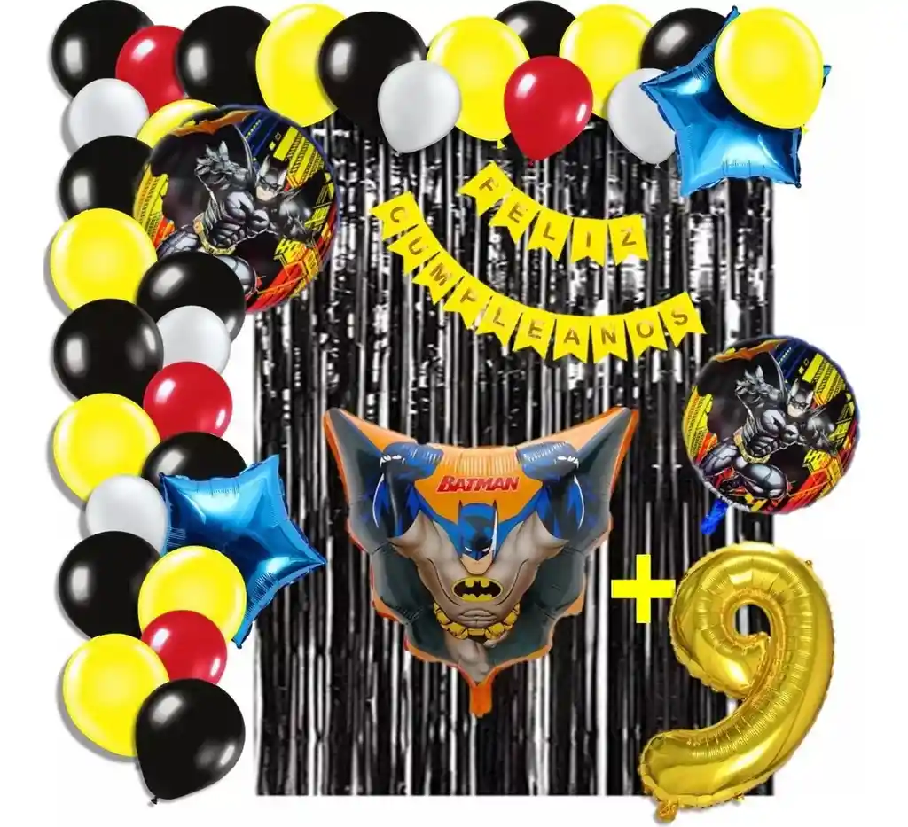 Arco Kit Globos Decoracion Heroe Batmat Cortina Número # 9