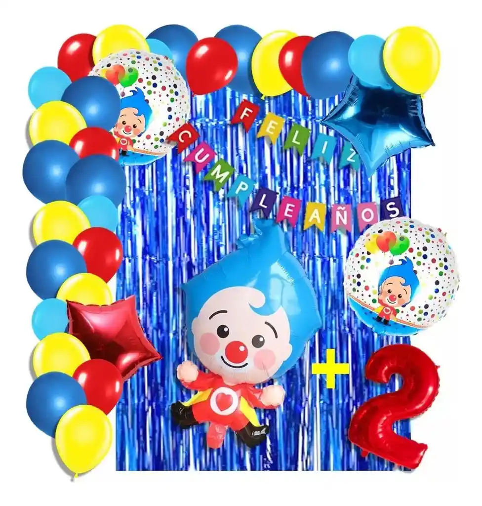 Arco Globos Decoracion Payaso Plim Circulo Azul Cortina # 2