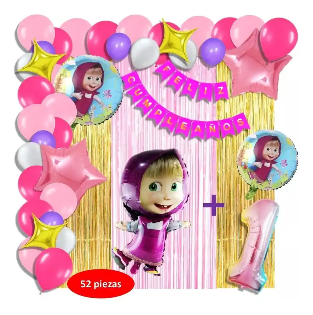 Arco Globos Decoracion Masha Cortina Numero Fucsia # 1