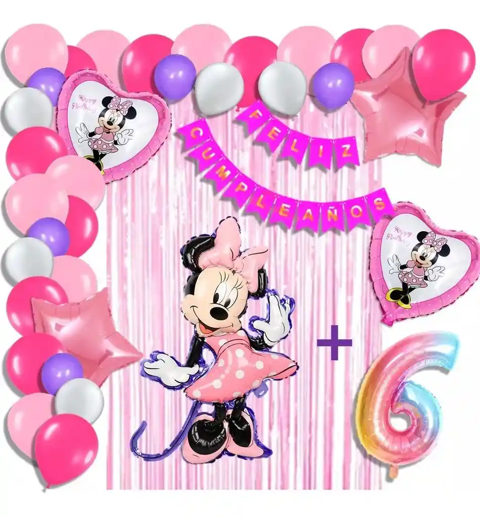 Arco Decoracion Globos Minnie Mouse Numero Cortina Fucsia # 6