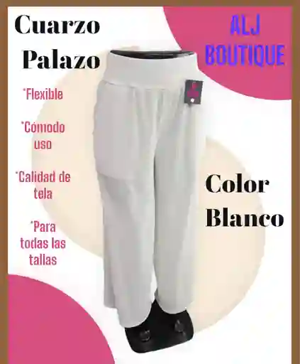 Pantalon Cuarzo Palazo Blanco, Todas Las Tallas