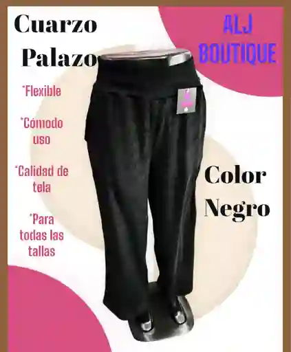 Pantalon Cuarzo Palazo Negro, Todas Las Tallas