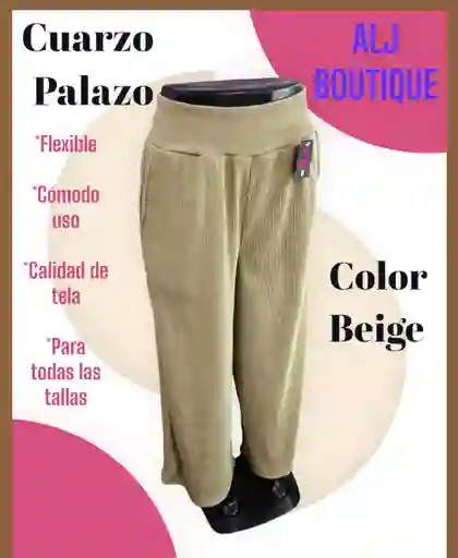Pantalon Cuarzo Palazo Beige, Todas Las Tallas