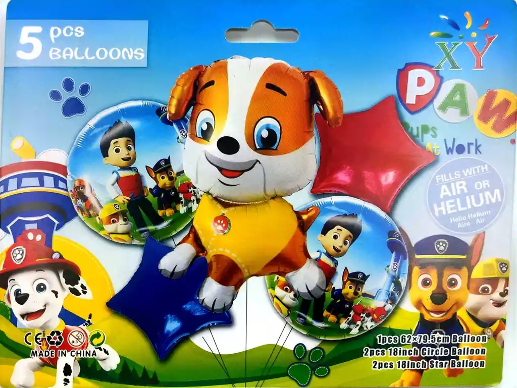 Bouquet Globos Decoración Rubble Perro Patrulla Canina Rojo