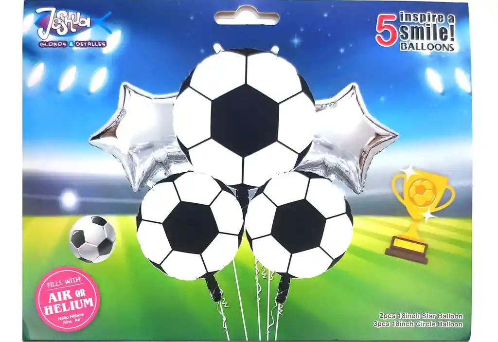 Bouquet Globos Balones Futbol Deporte Mundial Campeon Copa