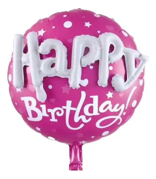 Globo Feliz Cumpleaños Rosado Fucsia Letras 3d Relieve