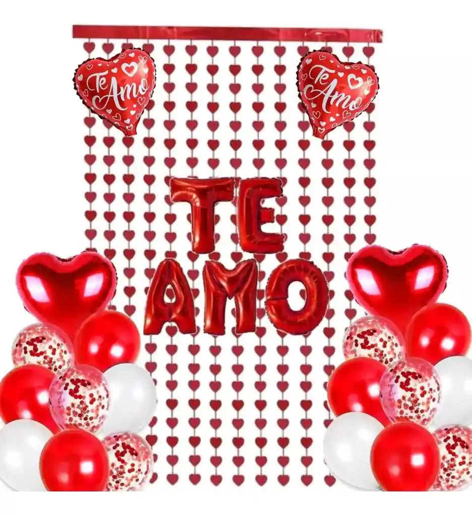 Kit Globos Te Amo Amor Aniversario Love Corazón Rojo