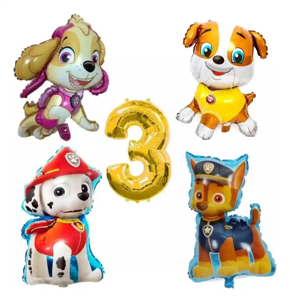 Kit Globos Patrulla Canina Skye Rubble Chase Marshall Número # 3