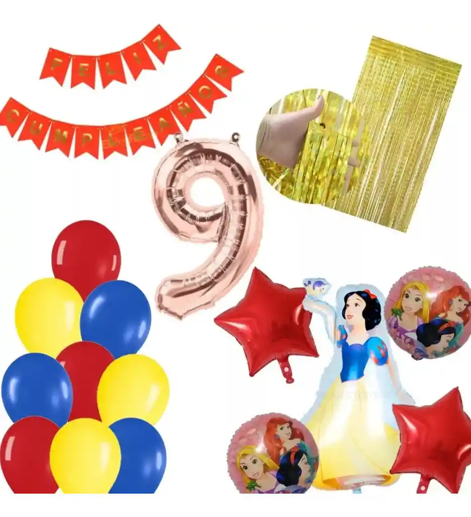 Kit Globos Decoración Princesa Blanca Nieves Cumpleaños # 9