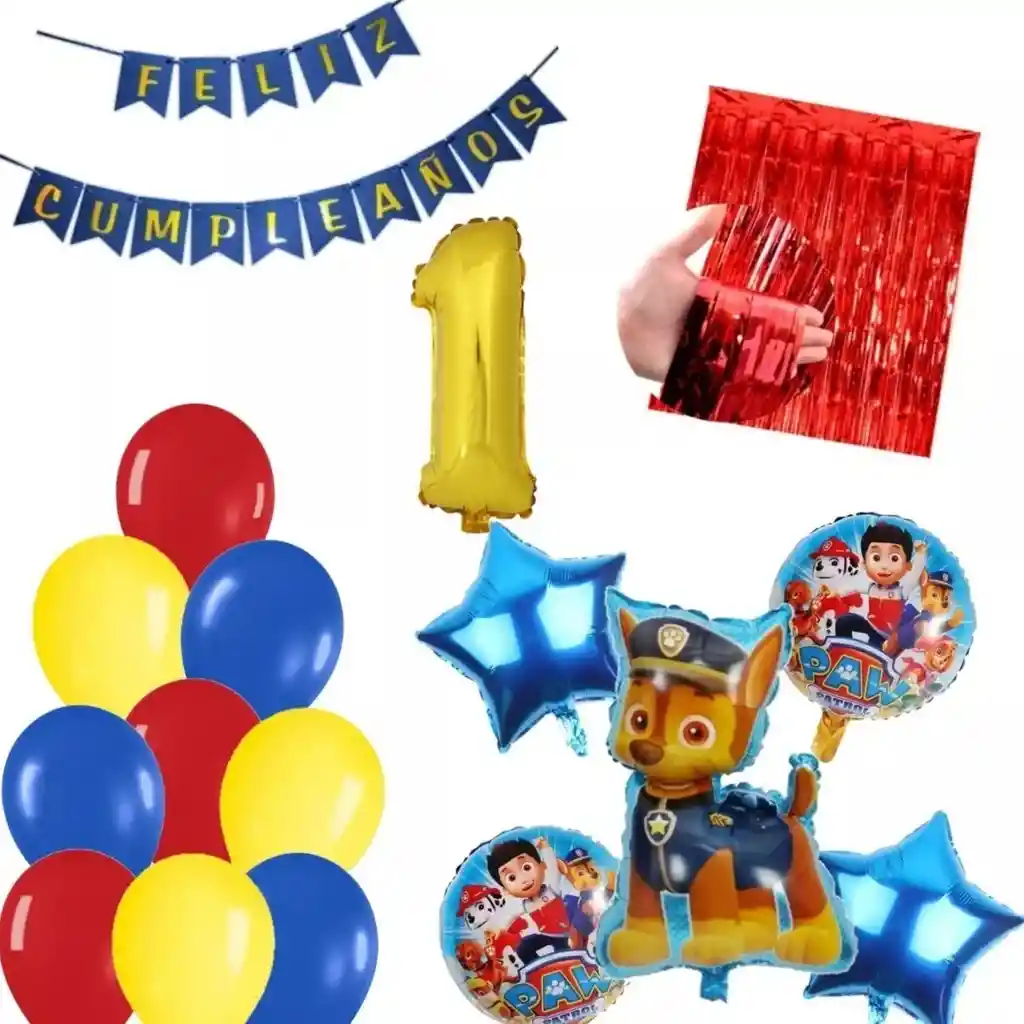 Kit Globos Patrulla Canina Chase Perro Policia Cortina Rojo # 1