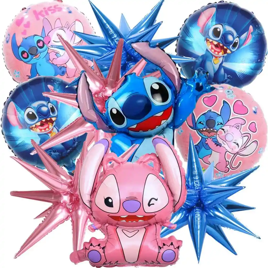 Decoración Globos Kit Angel Lilo Y Stitch Estrella Explosiva