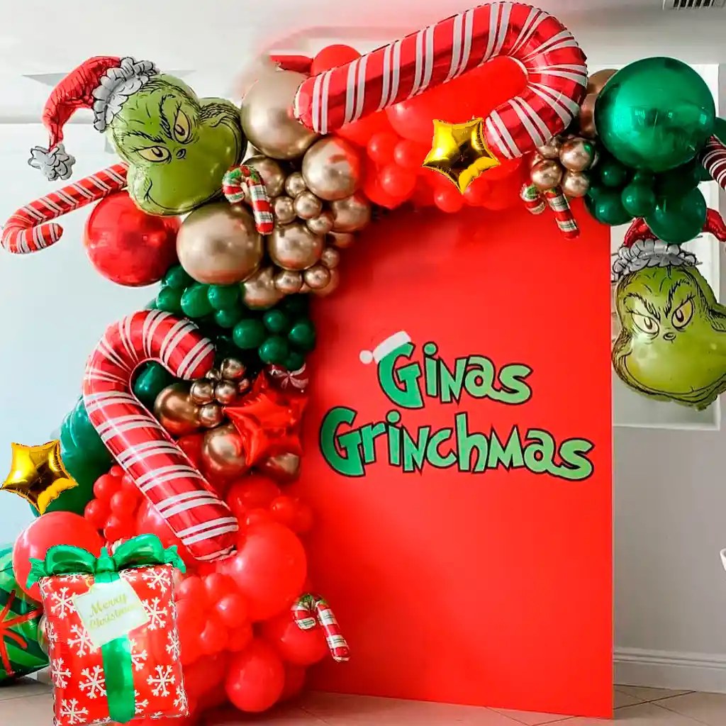 Arco Decoración Grinch Bastón Navidad Rojo Verde Rojo Dorado