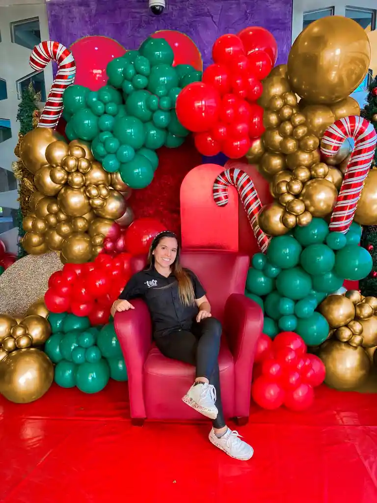 Arco Globos Decoración Verde Dorado Bastón Rojo Fin Año