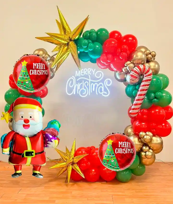 Arco Globos Navidad Noel Estrella Explosiva Verde Rojo