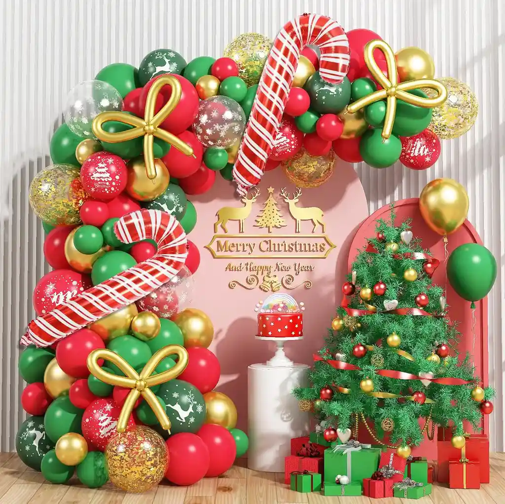 Kit Arco Decoración Globos Navidad Bastones Mil Figuras