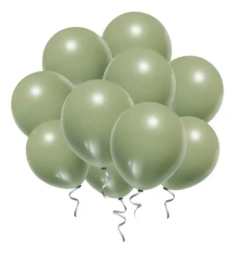 Globos Latex 12 Unidades 30 Cm R12 Verde Eucalipto