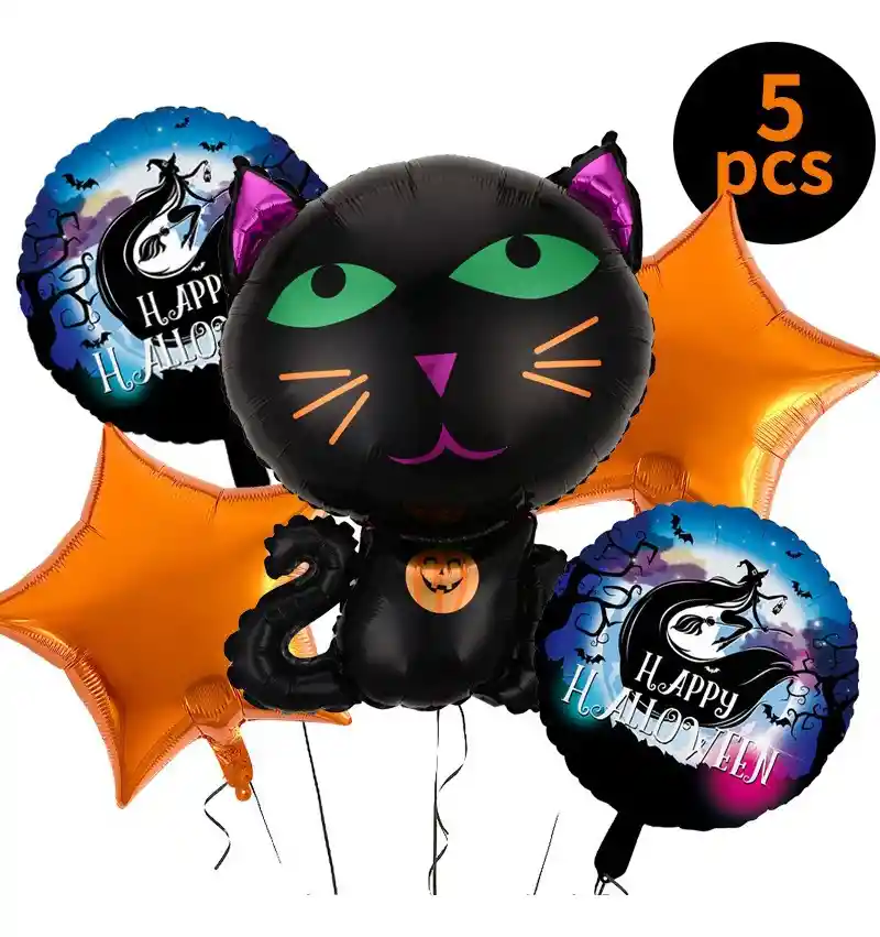 Kit Globos Gato Naranja Halloween