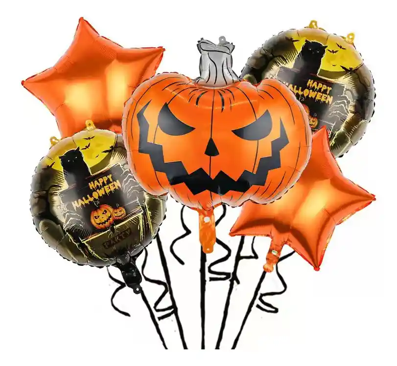 Kit Globos Calabaza Malvada Halloween Negro Naranja