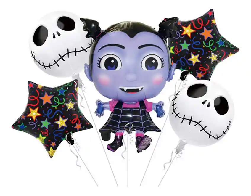 Kit Globos Vampirina Vampiro Negro Morado Halloween