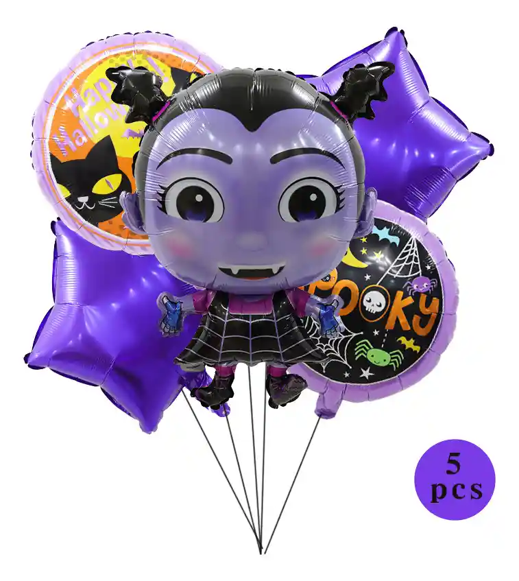 Kit Globos Vampiro Vampirina Morado Halloween