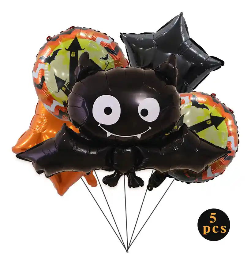 Kit Globos Murciélago Vampiro Naranja Negro Halloween