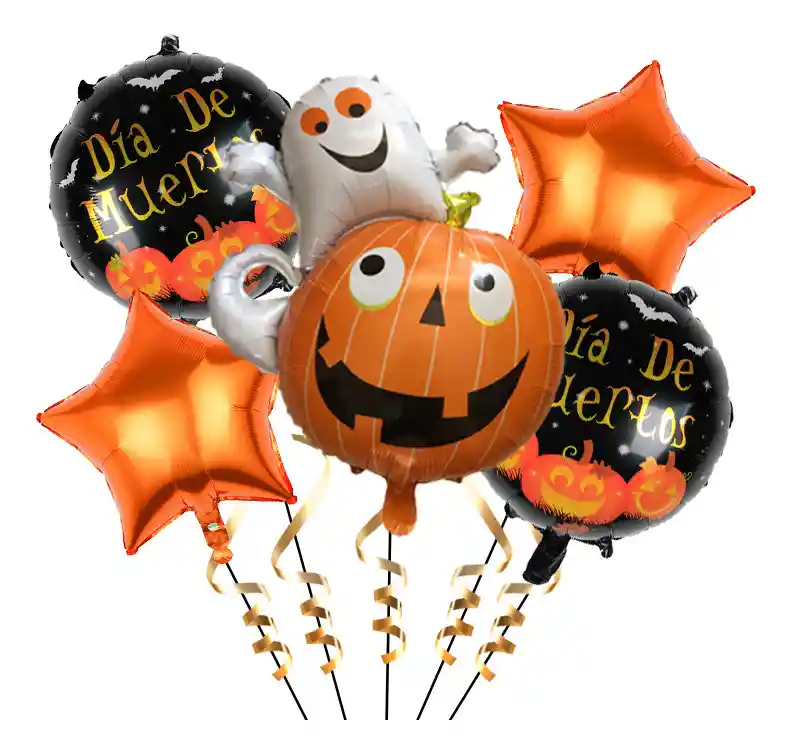 Kit Globos Calabaza Fantasma Halloween Negro Naranja