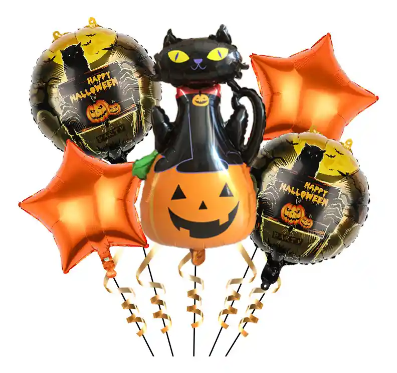 Kit Globos Gato Negro Calabaza Negro Naranja