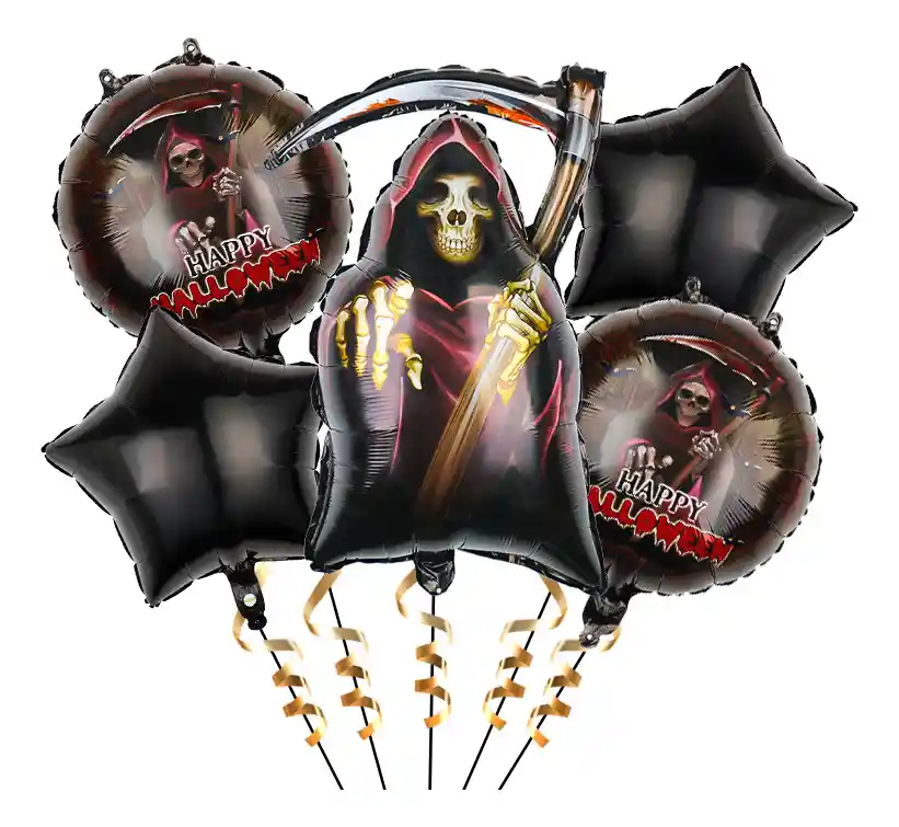 Kit Globos Muerte Oz Halloween Negro Death Rock Metal