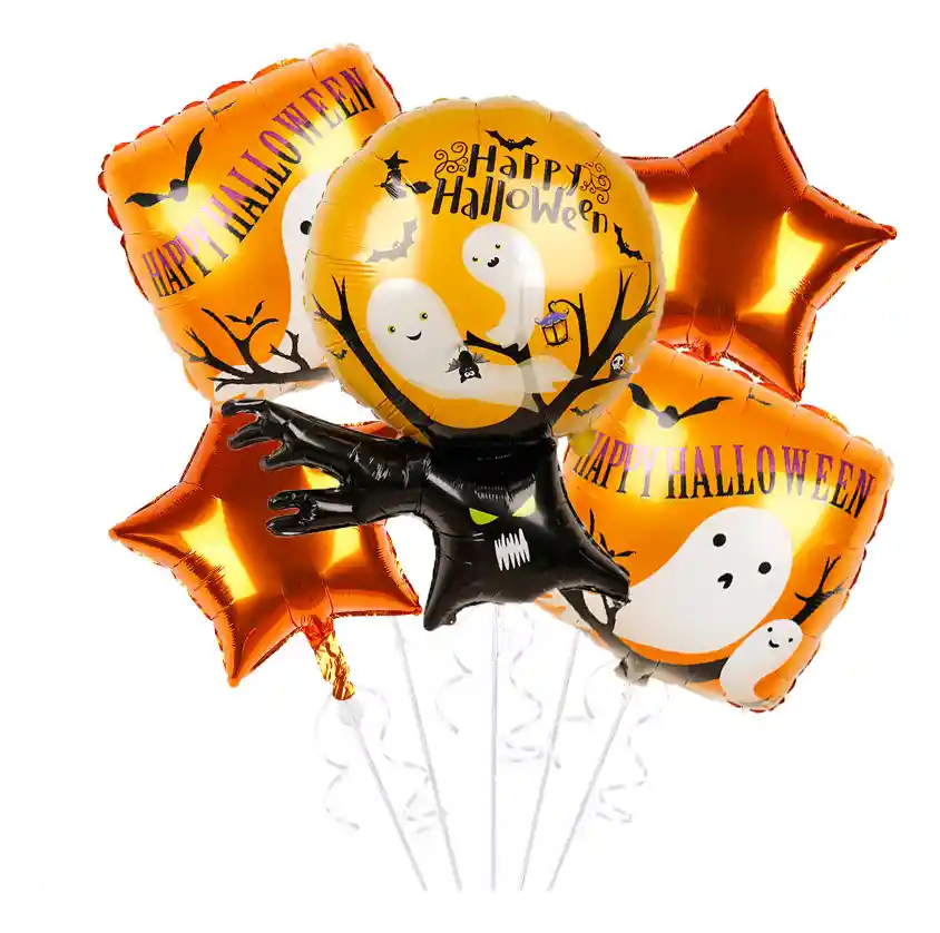 Kit Globos Bouquet Árbol Fantasma Terror Halloween Naranja