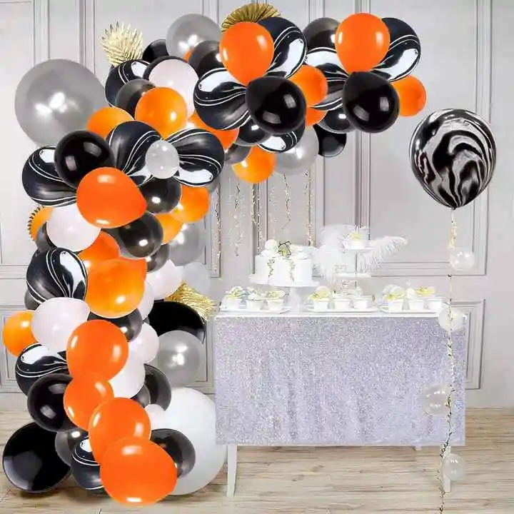 Kit Globos Halloween Plateado Negro Naranja