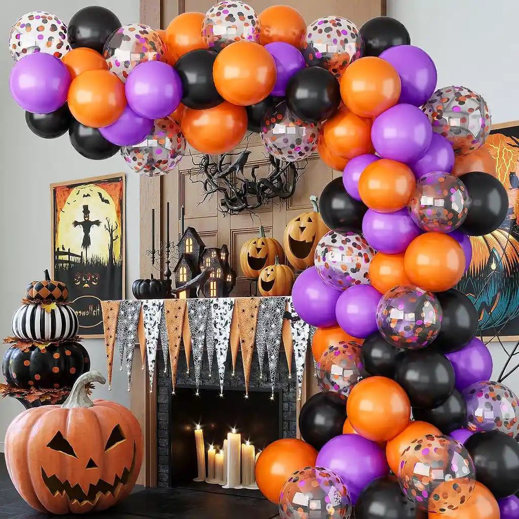 Kit Globos Halloween Morado Naranja Morado