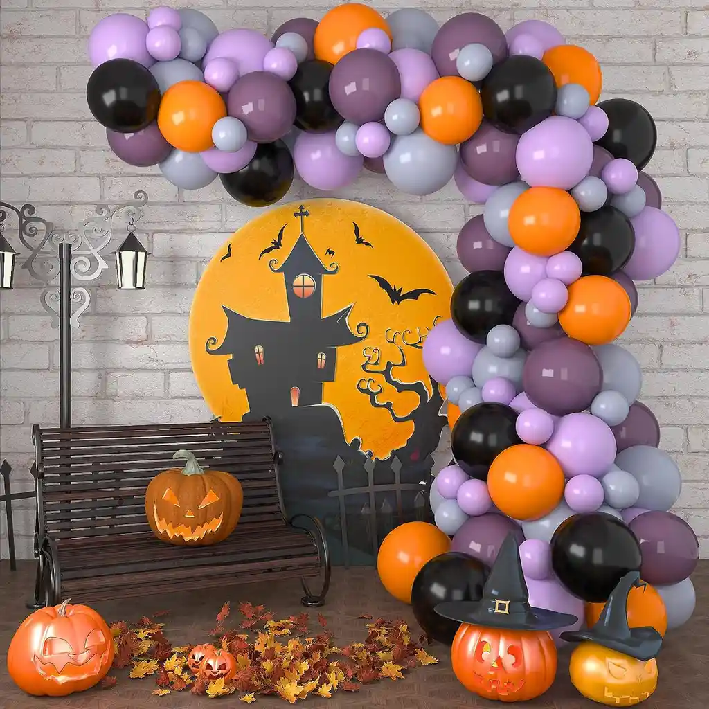 Kit Globos Halloween Naranja Morado Pastel Negro