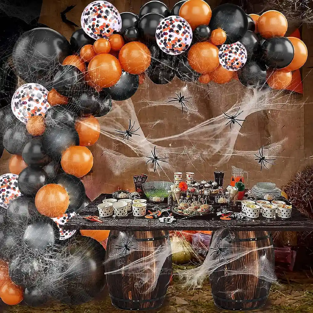 Kit Globos Halloween Negro Naranja Transparente