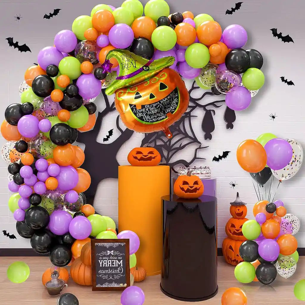 Kit Globos Halloween Calabaza Naranja Morado Negro